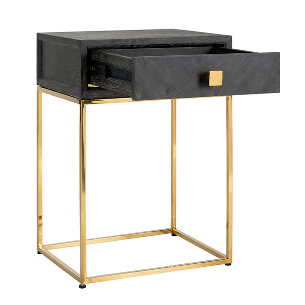 Nightstand Blackbone Gold 1 - Drawer (black Rustic) - Canwell Interiors Limited - Richmond