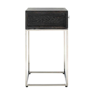 Nightstand Blackbone Silver 1 - Drawer (black Rustic) - Canwell Interiors Limited - Richmond