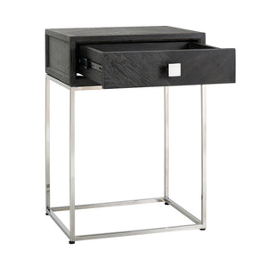 Nightstand Blackbone Silver 1 - Drawer (black Rustic) - Canwell Interiors Limited - Richmond