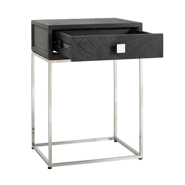 Nightstand Blackbone Silver 1 - Drawer (black Rustic) - Canwell Interiors Limited - Richmond