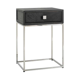 Nightstand Blackbone Silver 1 - Drawer (black Rustic) - Canwell Interiors Limited - Richmond