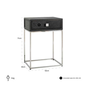 Nightstand Blackbone Silver 1 - Drawer (black Rustic) - Canwell Interiors Limited - Richmond