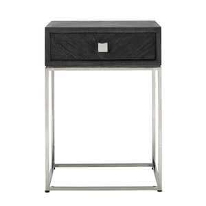 Nightstand Blackbone Silver 1 - Drawer (black Rustic) - Canwell Interiors Limited - Richmond
