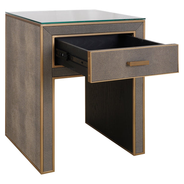 Nightstand Bloomville brass shagreen incl. glass top - Canwell Interiors Limited - Richmond