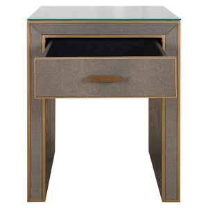 Nightstand Bloomville brass shagreen incl. glass top - Canwell Interiors Limited - Richmond