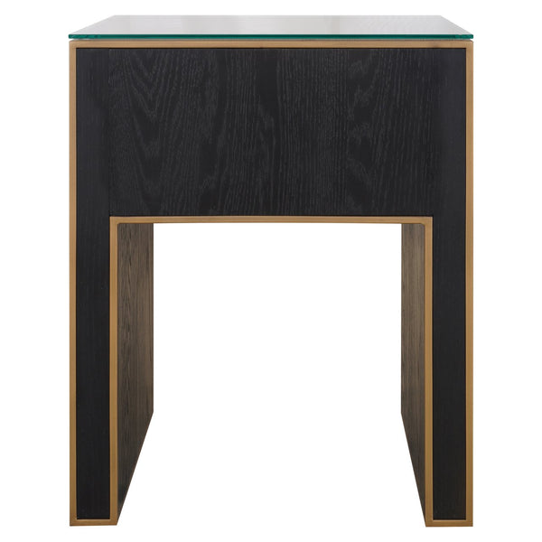 Nightstand Bloomville brass shagreen incl. glass top - Canwell Interiors Limited - Richmond