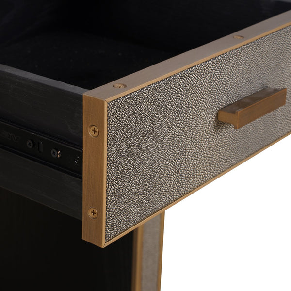 Nightstand Bloomville brass shagreen incl. glass top - Canwell Interiors Limited - Richmond