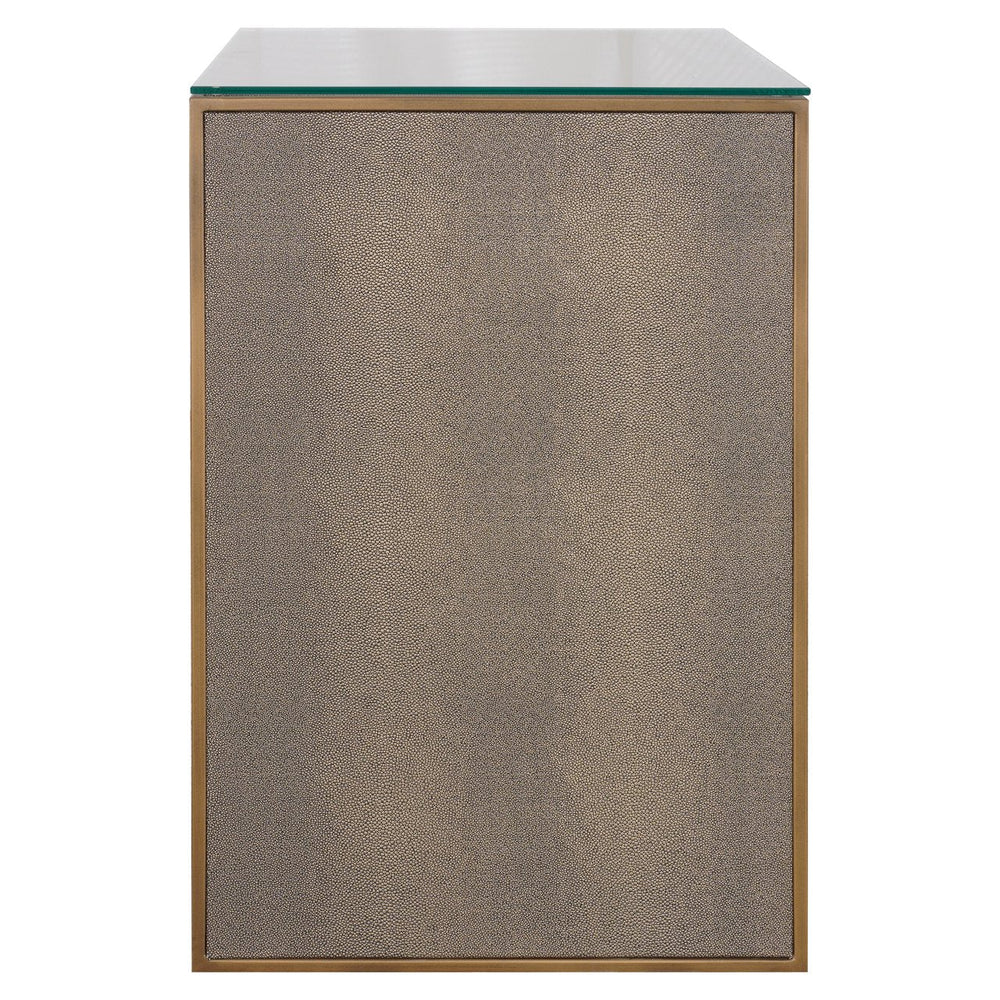 Nightstand Bloomville brass shagreen incl. glass top - Canwell Interiors Limited - Richmond