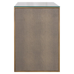 Nightstand Bloomville brass shagreen incl. glass top - Canwell Interiors Limited - Richmond
