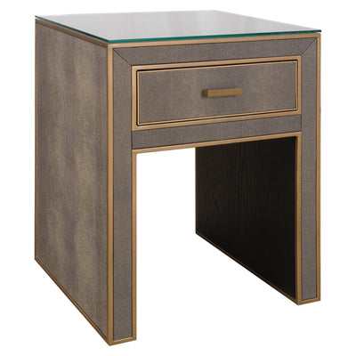 Nightstand Bloomville brass shagreen incl. glass top - Canwell Interiors Limited - Richmond