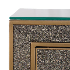 Nightstand Bloomville brass shagreen incl. glass top - Canwell Interiors Limited - Richmond