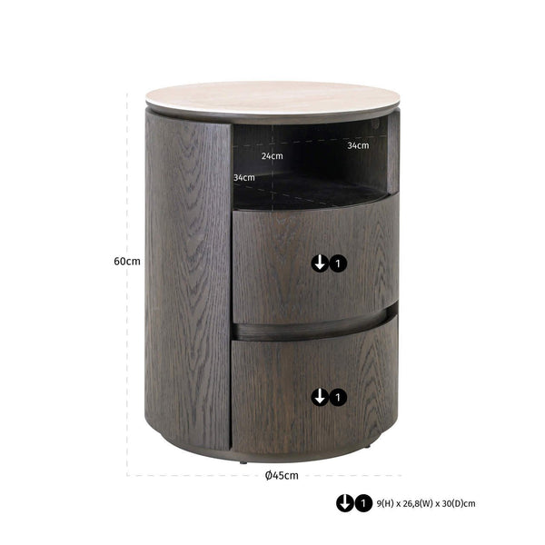 Nightstand Nando Brown 2-drawers - XShowhome Limited - Richmond