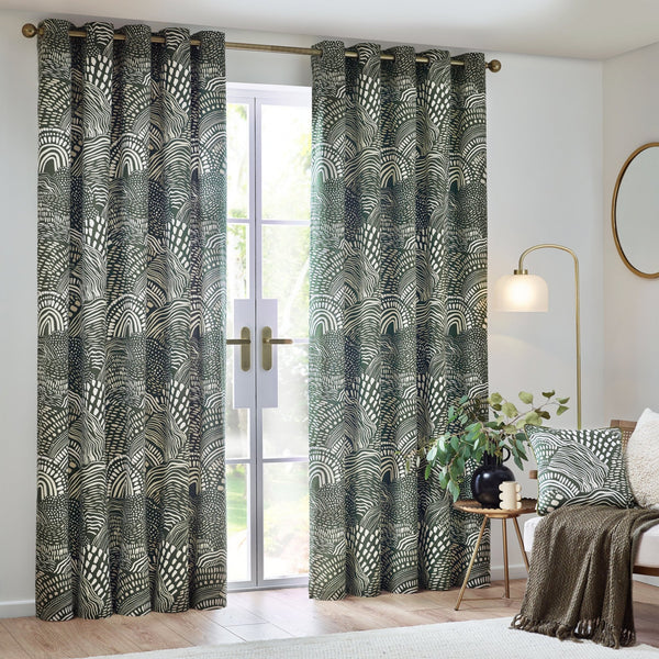 Nola 168x183 Eyelet Curtains Olive - Canwell Interiors Limited - Riva