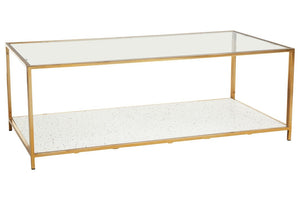 Novi Glass And White Terrazzo Gold Frame Coffee Table - Canwell Interiors Limited - Xshowhome