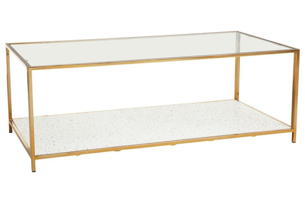 Novi Glass And White Terrazzo Gold Frame Coffee Table - Canwell Interiors Limited - Xshowhome