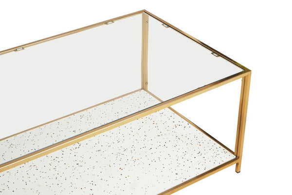 Novi Glass And White Terrazzo Gold Frame Coffee Table - Canwell Interiors Limited - Xshowhome
