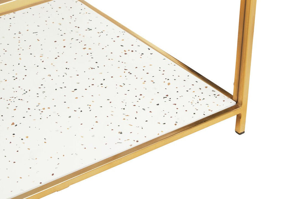 Novi Glass And White Terrazzo Gold Frame Coffee Table - Canwell Interiors Limited - Xshowhome