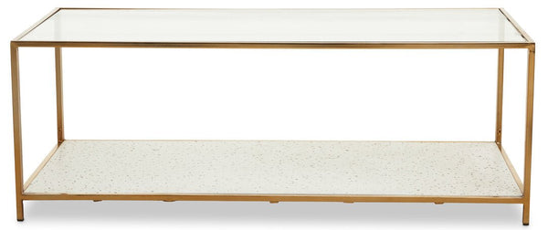 Novi Glass And White Terrazzo Gold Frame Coffee Table - Canwell Interiors Limited - Xshowhome
