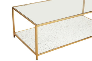 Novi Glass And White Terrazzo Gold Frame Coffee Table - Canwell Interiors Limited - Xshowhome