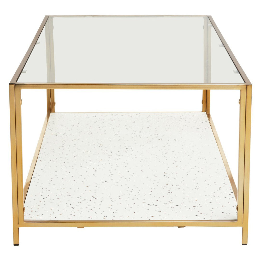 Novi Glass And White Terrazzo Gold Frame Coffee Table - Canwell Interiors Limited - Xshowhome