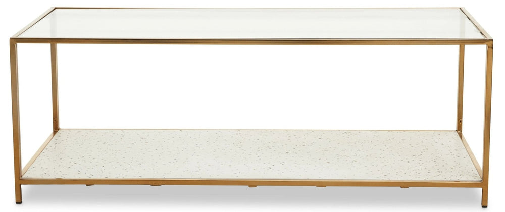 Novi Glass And White Terrazzo Gold Frame Coffee Table - XShowhome Limited - Xshowhome