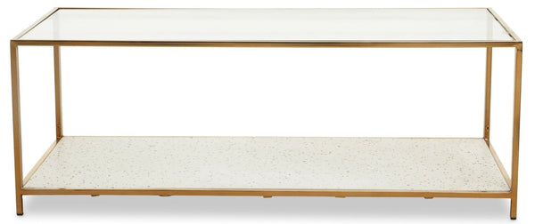 Novi Glass And White Terrazzo Gold Frame Coffee Table - XShowhome Limited - Xshowhome