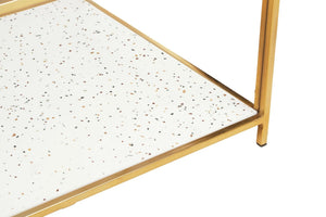 Novi Glass And White Terrazzo Gold Frame Coffee Table - XShowhome Limited - Xshowhome