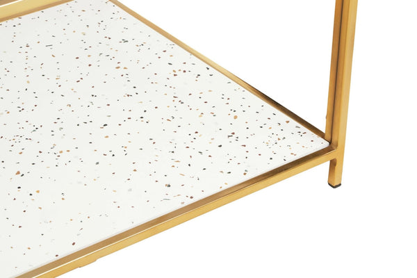 Novi Glass And White Terrazzo Gold Frame Coffee Table - XShowhome Limited - Xshowhome