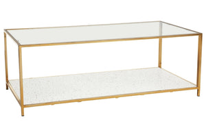 Novi Glass And White Terrazzo Gold Frame Coffee Table - XShowhome Limited - Xshowhome