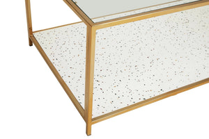 Novi Glass And White Terrazzo Gold Frame Coffee Table - XShowhome Limited - Xshowhome
