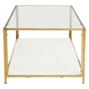 Novi Glass And White Terrazzo Gold Frame Coffee Table - XShowhome Limited - Xshowhome