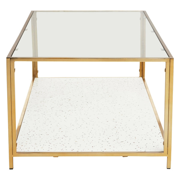 Novi Glass And White Terrazzo Gold Frame Coffee Table - XShowhome Limited - Xshowhome