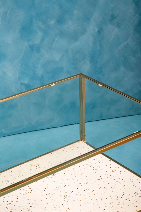 Novi Glass And White Terrazzo Gold Frame Coffee Table - XShowhome Limited - Xshowhome
