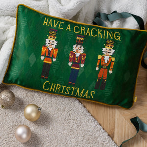 Nutcracker Cracking Christmas 30x50 Feather Filled Cushion Green - Canwell Interiors Limited - Riva