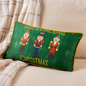 Nutcracker Cracking Christmas 30x50 Feather Filled Cushion Green - Canwell Interiors Limited - Riva
