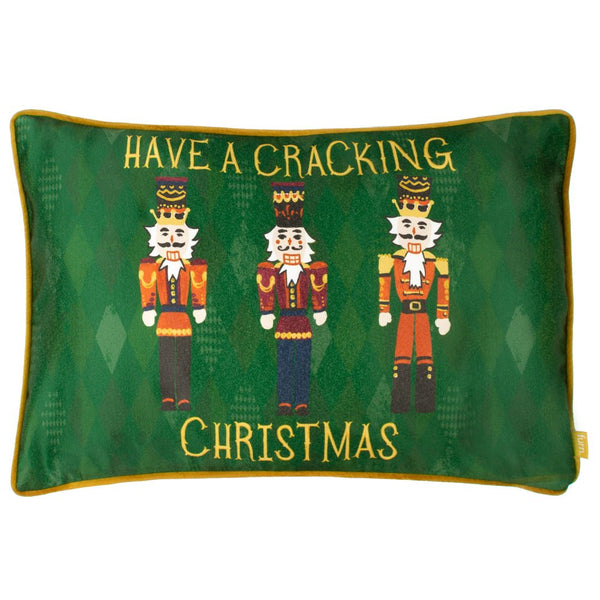 Nutcracker Cracking Christmas 30x50 Feather Filled Cushion Green - Canwell Interiors Limited - Riva