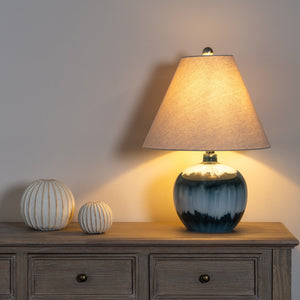 Ocean Shadows Squat Table Lamp With Linen Shade - Canwell Interiors Limited - Hills
