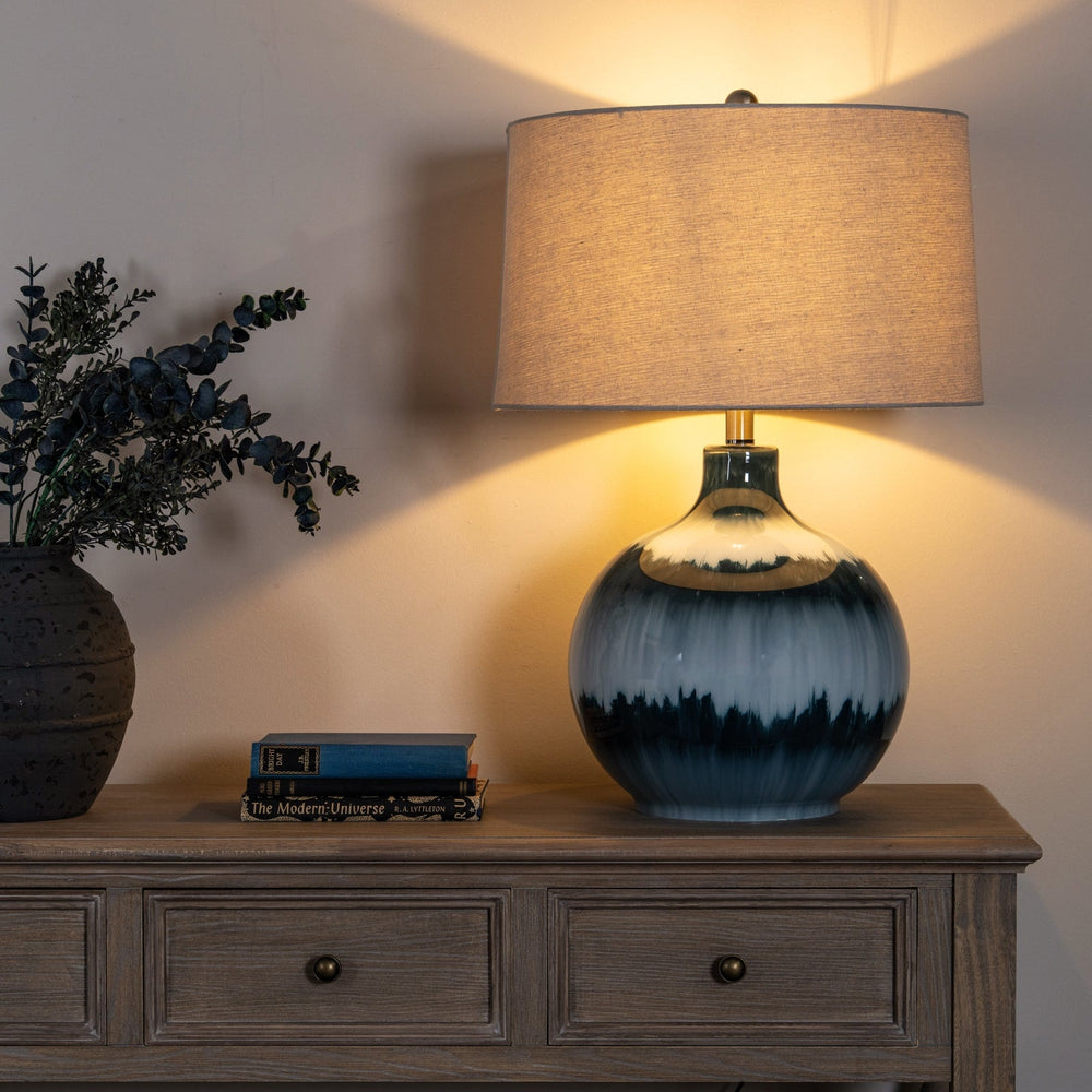 Ocean Shadows Table Lamp With Linen Shade - Canwell Interiors Limited - Hills