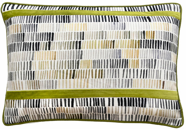 Olive Printed Lines with Velvet App 35x50 - Canwell Interiors Limited - Malini