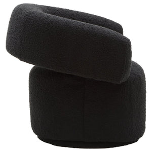 Oliveto Black Boucle Curved Swivel Armchair - Canwell Interiors Limited - Xshowhome