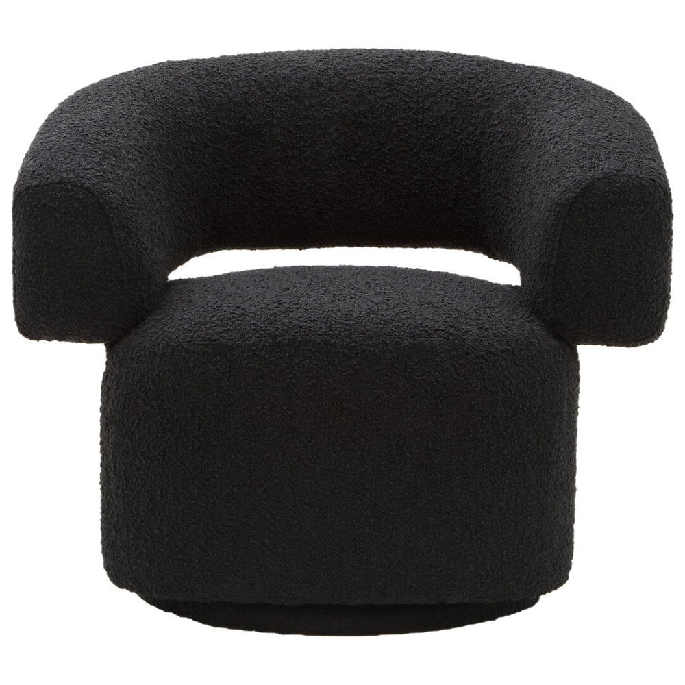 Oliveto Black Boucle Curved Swivel Armchair - Canwell Interiors Limited - Xshowhome