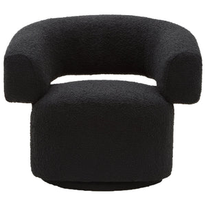 Oliveto Black Boucle Curved Swivel Armchair - Canwell Interiors Limited - Xshowhome