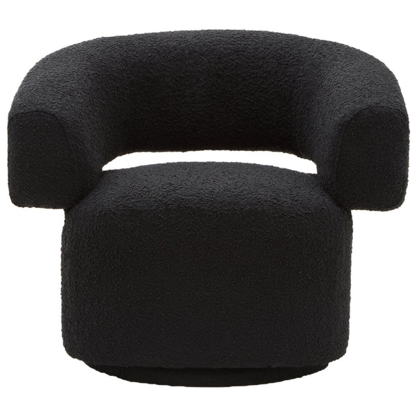 Oliveto Black Boucle Curved Swivel Armchair - Canwell Interiors Limited - Xshowhome