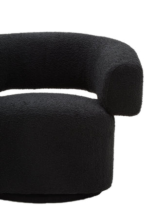 Oliveto Black Boucle Curved Swivel Armchair - Canwell Interiors Limited - Xshowhome