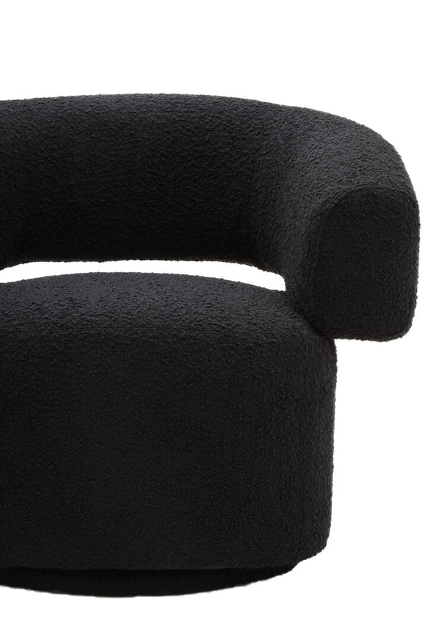 Oliveto Black Boucle Curved Swivel Armchair - Canwell Interiors Limited - Xshowhome