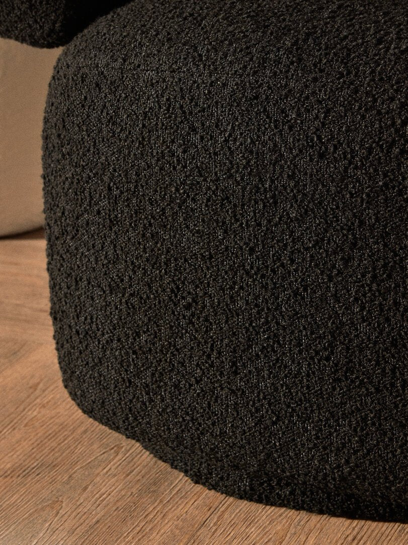 Oliveto Black Boucle Curved Swivel Armchair - Canwell Interiors Limited - Xshowhome