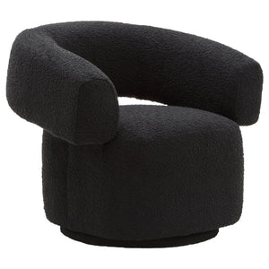 Oliveto Black Boucle Curved Swivel Armchair - Canwell Interiors Limited - Xshowhome