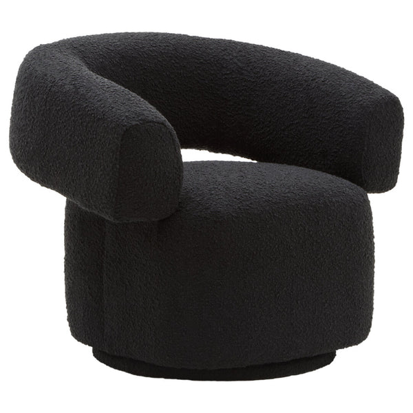 Oliveto Black Boucle Curved Swivel Armchair - Canwell Interiors Limited - Xshowhome