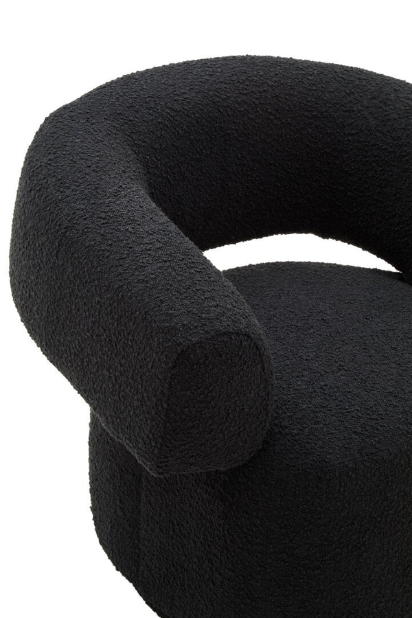 Oliveto Black Boucle Curved Swivel Armchair - Canwell Interiors Limited - Xshowhome