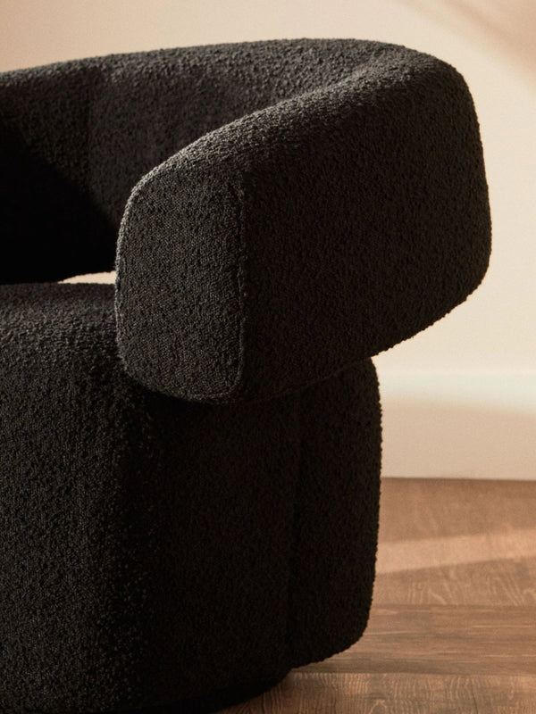 Oliveto Black Boucle Curved Swivel Armchair - XShowhome Limited - Xshowhome